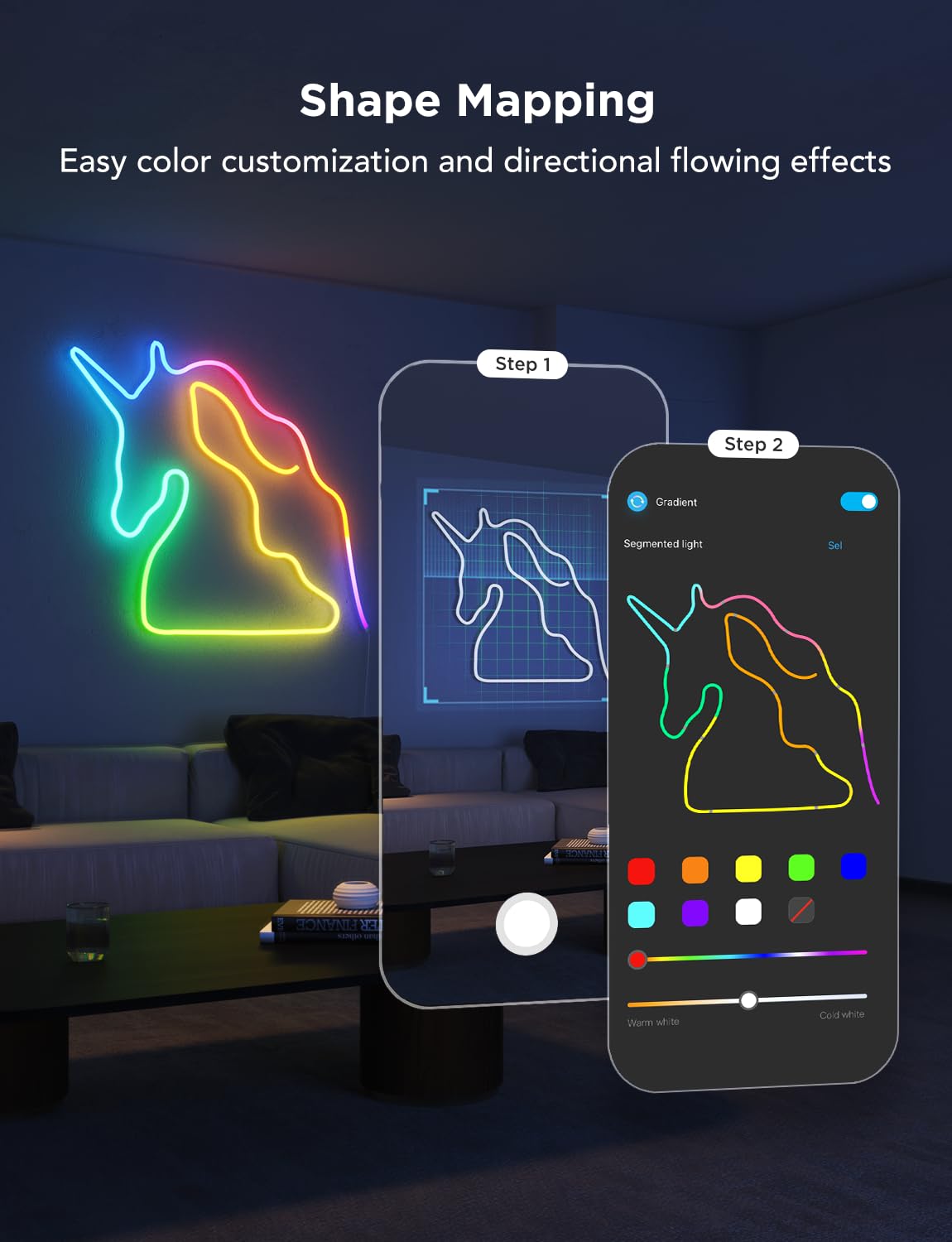 Govee RGBIC Neon Lights, LED Smart Neon Rope Light 2 Works with Matter, Alexa, Google Assistant, Custom DIY Neon Strip Lights for Bedroom and Wall Decor, Softer Material, 9.8ft, White