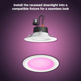 Philips Hue Smart Retrofit Recessed 5/6 Inch LED Downlight 4 Pack, White and Color Ambiance Color-Changing Light, 1100LM, Control with Hue App, Works with Alexa, Google Assistant and Apple HomeKit