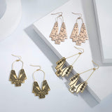 Zealmer Gold Geometric Earrings Statement Vintage Boho Ethnic Earrings Hollow Out Fan Shape Dangle Drop Earrings for Women Birthday Christmas Valentines Day Gift