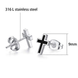 REVEMCN 3-Pair Cross Earrings for Men & Women, Stainless Steel & 925 Silver