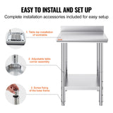 Mophorn Stainless Steel Table Work Table 24 x 24 x 34 Inch Commercial Food Prep Worktable Heavy Duty Prep Worktable Metal Work Table with Adjustable Feet for Restaurant, Home and Hotel