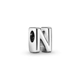 PANDORA Letter N Alphabet Charm - Compatible Moments Bracelets - Jewelry for Women - Gift for Women in Your Life - Made with Sterling Silver
