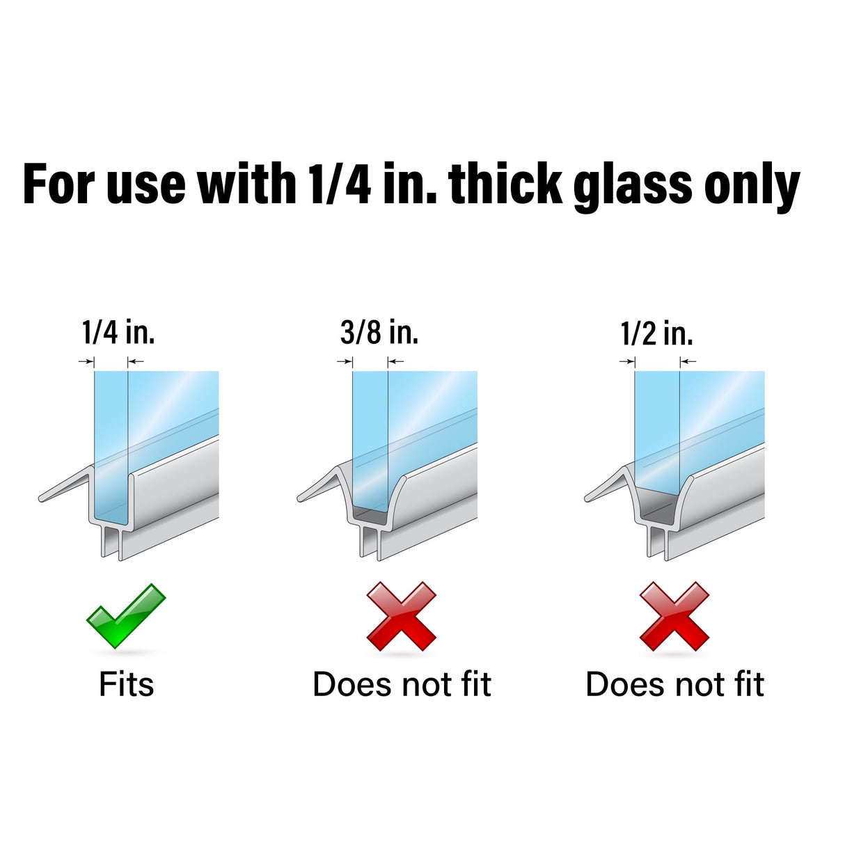 Prime-Line M 6256 Frameless Shower Door Bottom Seal for 1/4 in. Thick Glass Doors, Dual Flap and 45 Degree Drip Guard, 36 in., Clear Vinyl (Single Pack)