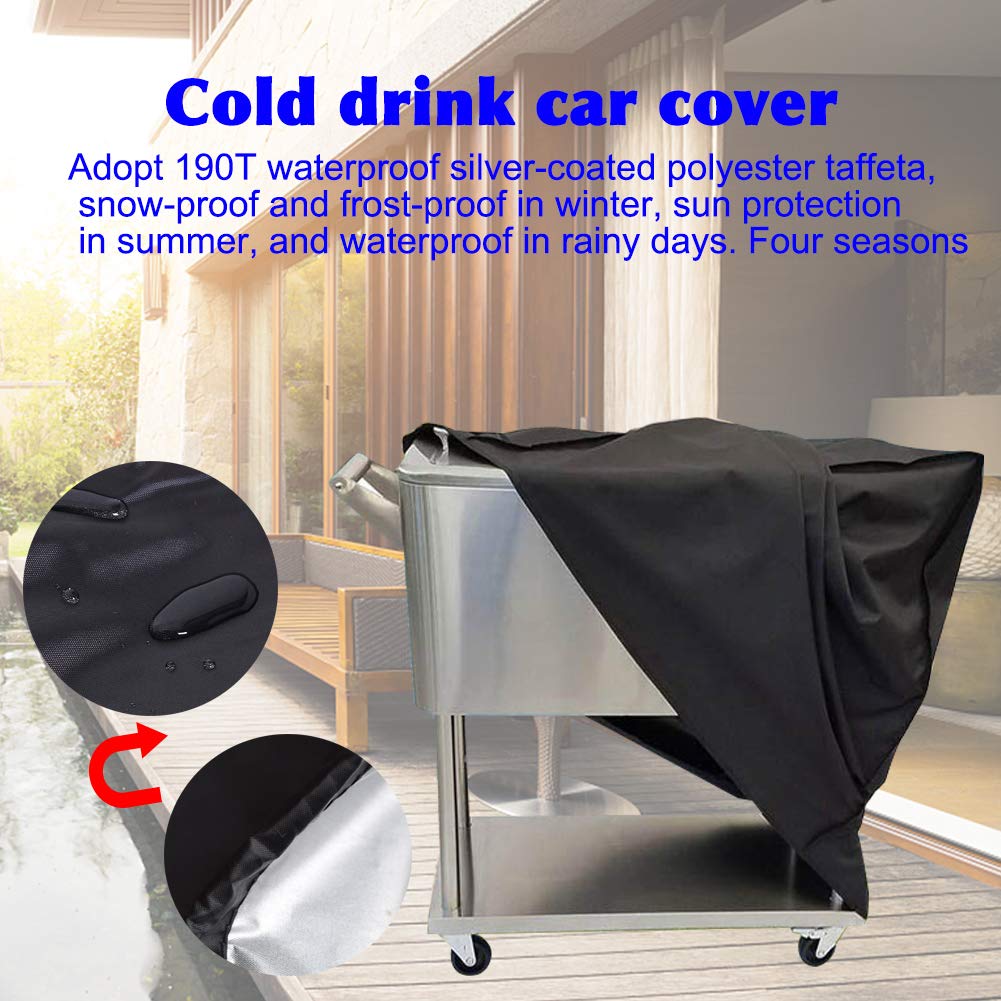 Cooler Cart Cover, Universal Waterproof 190T Polyester Fit for Most 80 QT Rolling Ice Chest Cart, Protective Cover for Beverage Cart, Party Cooler, Backyard, Deck, and Patio Use