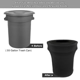 BSTKEY 55 Gallon Stretch Spandex Trash Can Cover, 4 Pack Outdoor Fitted Waste Container Cover Round Garbage Can Covers for Wedding Party Commercial Fundraiser Decor, Without Trash Can (Black)
