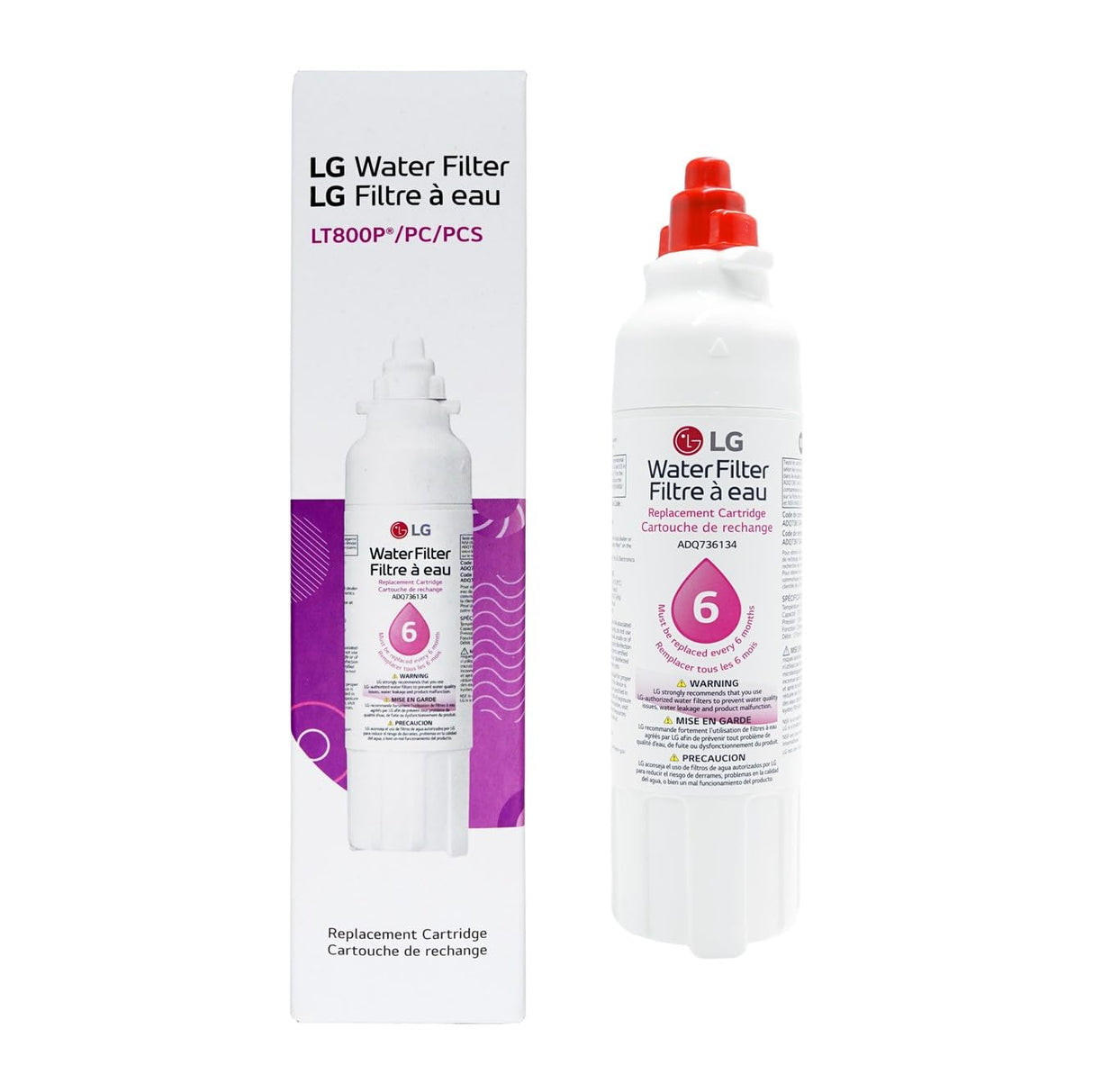 LG LT800P- 6 Month / 200 Gallon Capacity Replacement Refrigerator Water Filter (NSF42 and NSF53) ADQ73613401, ADQ73613408, or ADQ75795104, White