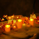 Homemory Halloween Orange Flameless Candles Outdoor, Fall Candles Battery