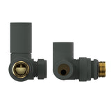 VANCOCO Anthracite 15mm /1/2'' Towel Rail Valves, Round Head Manual Radiator Valve Standard Connection for Central Heating Modern Bathroom（Corner）