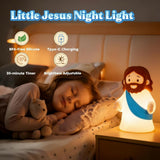 magical JD Jesus Night Light for Kids – Soft Silicone Touch Lamp, Touch Dimmable & USB Rechargeable, BPA-Free Christian Baptism Gift for Boys & Girls, Easter & Christmas Gift for Nursery (Blue)