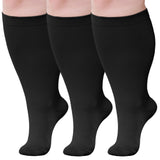 Wide Calf Compression Socks: Plus Size Compression Stockings for Men Women - Extra Large 20-30 mmHg Compression Hose Support for Travel Nurses Running Pregnancy 3 Pairs 4XL Black
