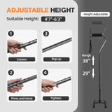 BeneCane Quad Cane Adjustable Walking Cane with Offset Soft Cushioned Handle for Men & Women Lightweight Comfortable with 4-Pronged feet for Extra Stability(Black)