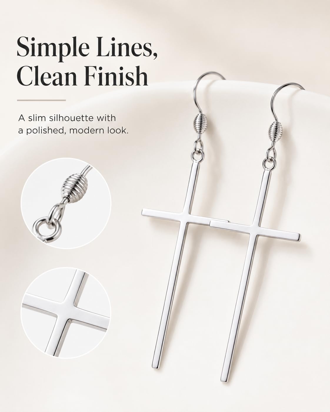 Jeka Cross Earrings for Women, Drop Earrings Christmas Christian Gifts