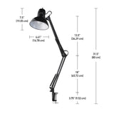 Globe Electric 12641 Architect 32" Swing-Arm Clamp-On Lamp, Black Architect, Finish, LED Bulb Included