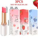 BINGBRUSH Peach Color Changing Lipstick,Moisturizer Long Lasting Lip Care Lip Balm Magic Lip Gloss Lip Tint Stain Gloss Set for Women (3 pcs Peach + Strawberry + Blueberry Lipstick)