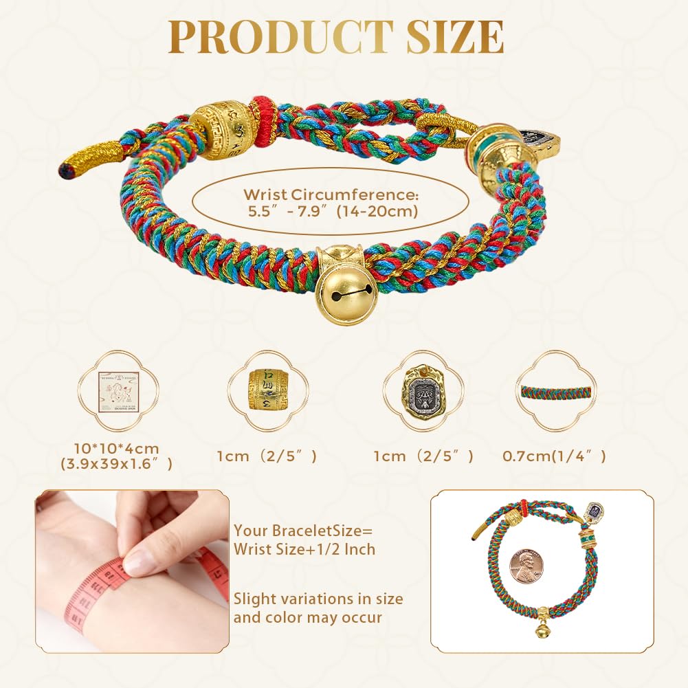 Buddha Stones Tibetan Blessed Wealth Charm Rope Bracelet, Includes Gift Box