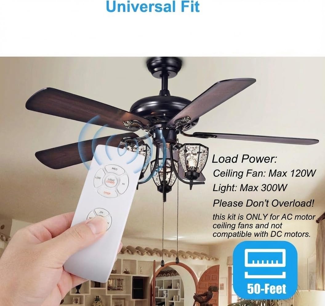 LPHUMEX Universal Ceiling Fan Remote Control Kit, 3-in-1 AC Motor Ceiling Fan Light Timing & Speed Remote, for Hunter/Harbor Breeze/Westinghouse/Honeywell/Other Ceiling Fan lamp