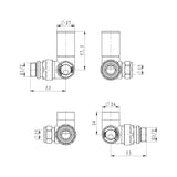 VANCOCO Anthracite 15mm /1/2'' Towel Rail Valves, Round Head Manual Radiator Valve Standard Connection for Central Heating Modern Bathroom（Corner）