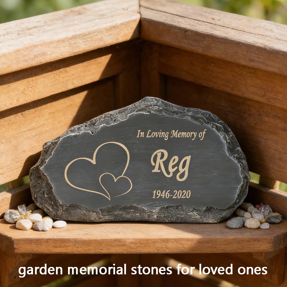 CUDMORERBE Personalized Garden Stones in Memory of Loved Ones, Engraved with Any Message Memorial Stones Gravestones Outside, Sympathy Memorial Gifts Funeral Gifts for Loved Ones Dad Mom Grandma