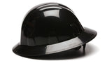Pyramex Safety SL Series Full Brim Hard Hat, 4-Point Ratchet Suspension, Black, Medium