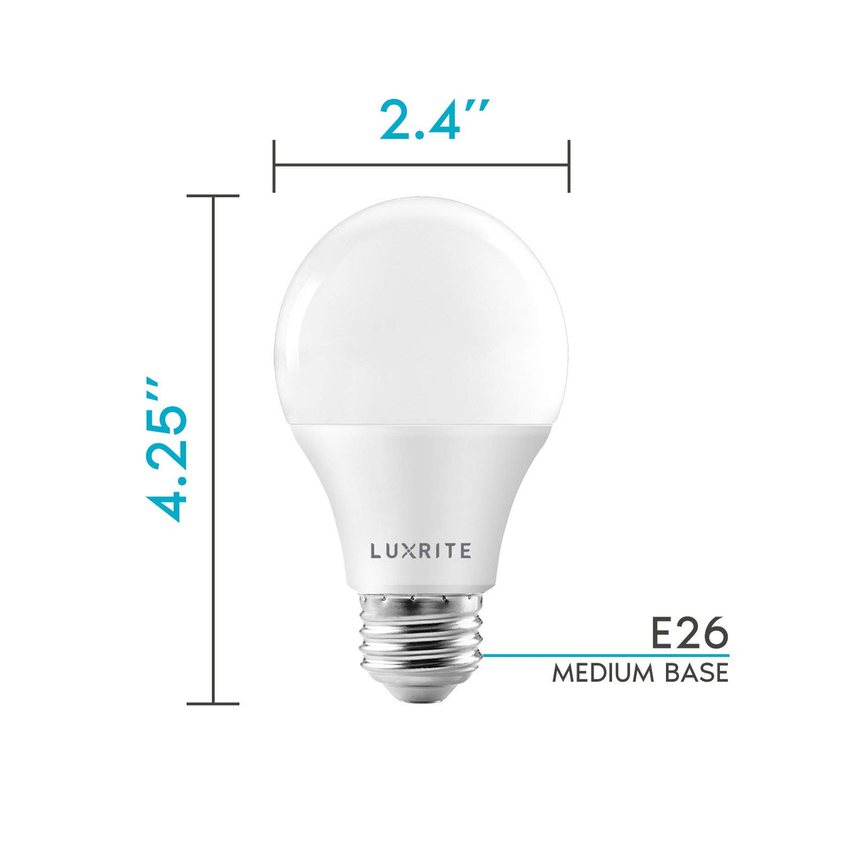 LUXRITE A19 LED Bulb 75W Equivalent, 1100 Lumens, 3000K Soft White, Dimmable Standard LED Light Bulbs 11W, Enclosed Fixture Rated, Energy Star, E26 Medium Base - Indoor and Outdoor (4 Pack)