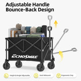 EchoSmile Easy Collapsible Wagon Cart, Folding for Grocery & Camping, Black