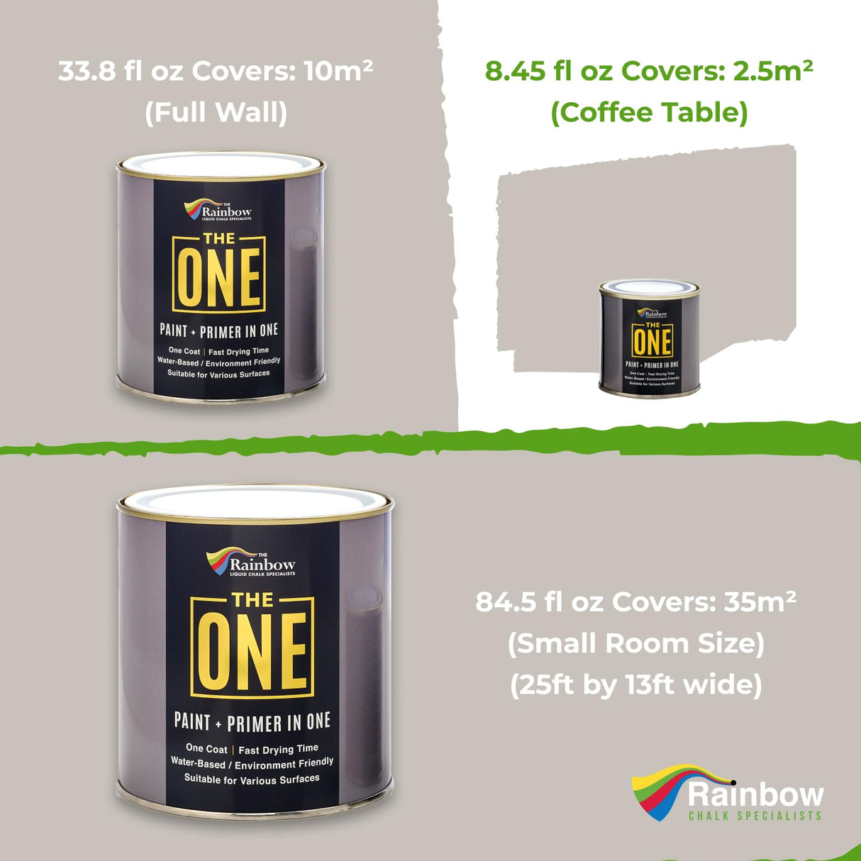 THE ONE All-In-One Paint & Primer - Soft Taupe Matte, 33.8 Fl Oz/1 L | 1 Coat Formula | Easy Indoor & Outdoor Decorating for Home & Garden Walls, Floors & Furniture | Water-Based & Low VOC