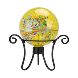10 Inch Gazing Ball Glass Reflective Garden Globe Outdoor Gazing Globe Yard Ornament for Garden Yard Home Outdoor Decoration Yellow, NOT Solar