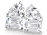 JTV White Cubic Zirconia Rhodium Over Sterling Silver Stud Earrings 5.58ct