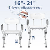 KingPavonini Shower Chair for Inside Shower with Arms and Back, FSA/HSA Eligible 400LBS Heavy Duty Shower Seat for Bathtub, Reinforced Guard, Height Adjustable Bath Seat for Elderly, Adults & Disabled