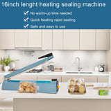 Impulse Heat Sealer 12 Inch 5mm Mylar Bag Sealer Heat Seal Machine, 110v Manual Heat Sealer for Plastic/Poly/Cookie Bags, 8 Replacement Parts & Teflon Cloth Strip(2 Round Cutter Lines Included)