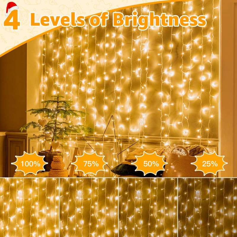 Ollny Christmas Lights Outdoor 800LED 262FT, Warm White Plug in Fairy Light with Remote, 8 Modes Waterproof Timers Dimmable LED String Lights for Indoor House Outside Bedroom Patio Balcony