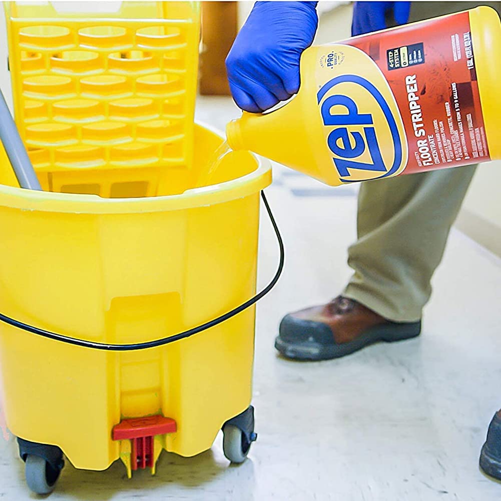 Zep Heavy-Duty Floor Stripper Ammonia Free Concentrate - 1 Gallon (Case of 4) ZULFFS128 - Dissolves and Removes Polish from Hard Floors, Use on Vinyl (VCT), Concrete, Rubber