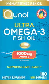 Qunol Ultra Omega-3 Fish Oil Mini Softgels, 1000mg EPA + DHA, 180ct