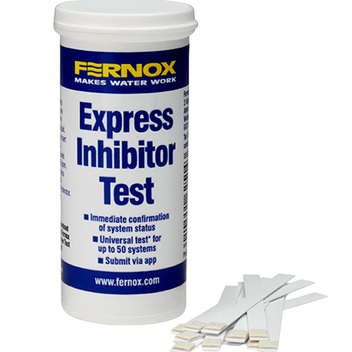 Kudos-Trading - Inhibitor Strips Fernox Test Express 62514 on-site Testing for Water Underfloor Heating & Central Heating Systems 50 Test Strips Quick & Easy Water Quality Testing.