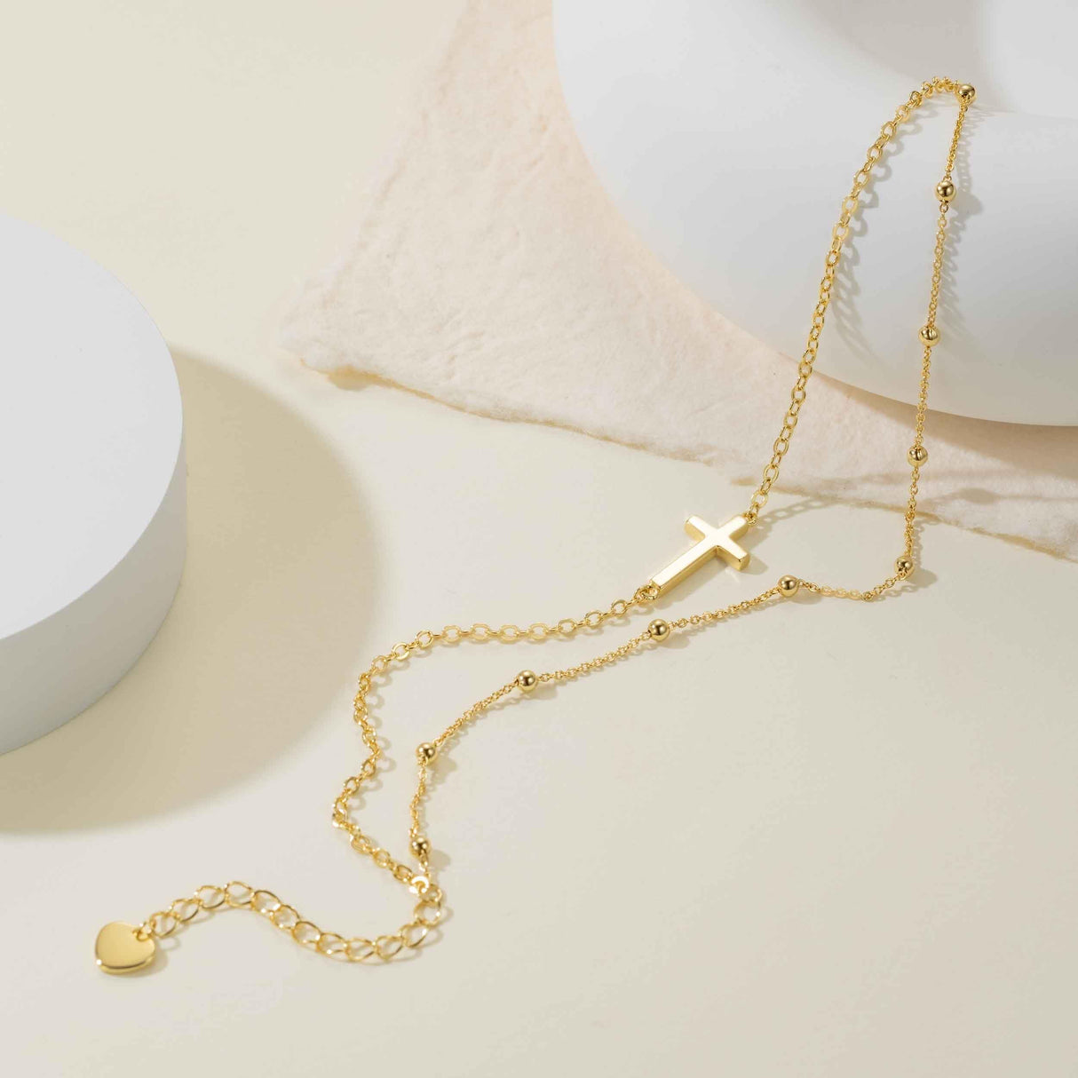 KHFGDS 14K Gold Cross Bracelet for Women Gold Bead Chain for Women