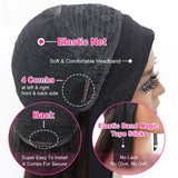 Lauberita Headband Wig Human Hair Wigs 18 Inch Wear and Go Glueless Wig Curly Deep Wave Headband Wig Natural Color