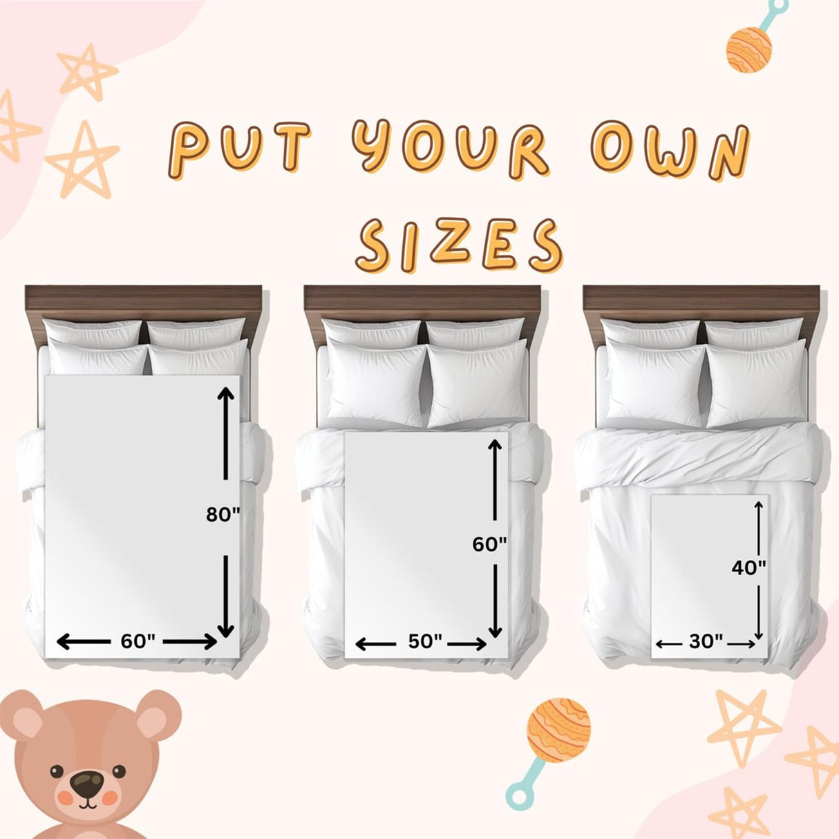 DUNITA Personalized Pooh Bear Blanket, Classic Winnie Blankets, Customized Baby Blankets for Girls Boy, Bear Throw Blanket, Pooh for Baby, Gift Birthday Christmas for Little Ones, Nursery Décor-01