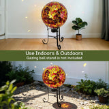 Lily's Home Colorful Mosaic Glass Gazing Ball, Designed with a Stunning Holographic Petal Mosaic Pattern to Bring Color and Reflection to Any Home and Garden, Red and Gold (10" Diameter)