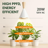 VALIKIY Hanging Grow Lights for Indoor Plants, Full Spectrum, with Timer and 15FT Power Cord, 20W Pendant Plant Lights for Indoor Growing, Large Tall Plant, Garden, Flowers, Greenhouse(White)