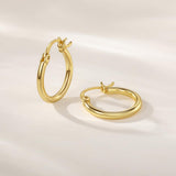 YUVOLA 14k Yellow Gold Hoop Earrings for Women Real Gold 16mm Classic Round Polished Hoops 2mm Thickness