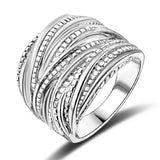 Mytys 2 Tone Intertwined Crossover Statement Ring Fashion Chunky Band Rings for Women Black Gold Silver Rose Gold Plated Wide Index Finger Rings Costume Jewelry (silver size 7)