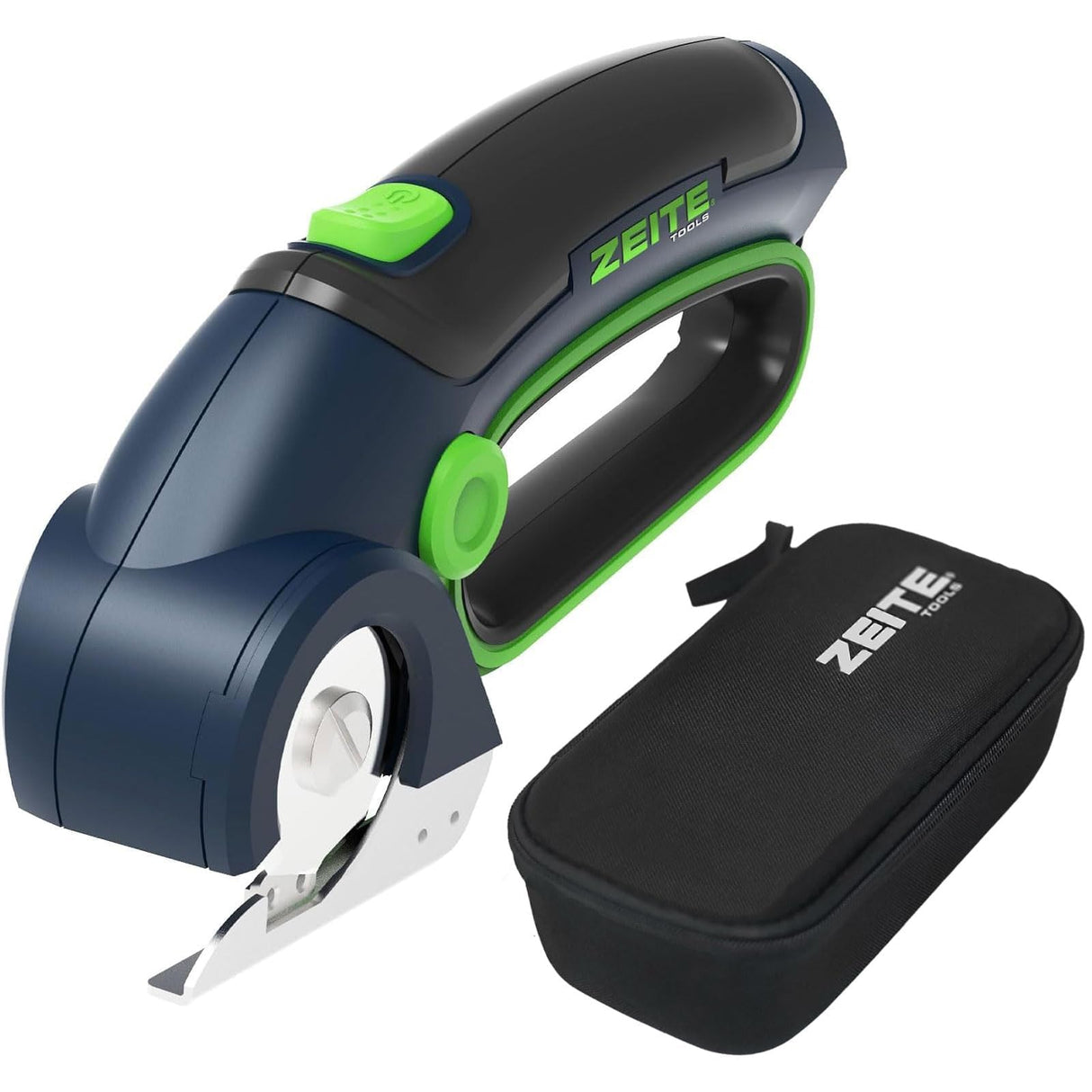 ZEITE 4V Cordless Electric Scissors,Cardboard Cutter with 2 Blades,Storage Box,USB Charging Cable,Power Rotary Cutter,Max Cutting 1/4",for Cardboard Box,Thin Carpet & Plastic, Easy to Hold and Safe