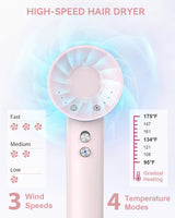 High Speed Hair Dryer, warmmama Ionic Blow Dryer 110000RPM 1500W Brushless Motor Fast Drying Thermo-Control Lightweight, Travel Hair Dryer for Women with Diffuser and Nozzle