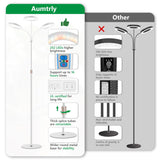 Aumtrly Grow Lights for Indoor Plants, 3 Head Full Spectrum Plant Light with 68" Adjustable Stand for Growing Large Tall Plants, White Halo Floor LED Grow Lamp with 16 Hour Timer