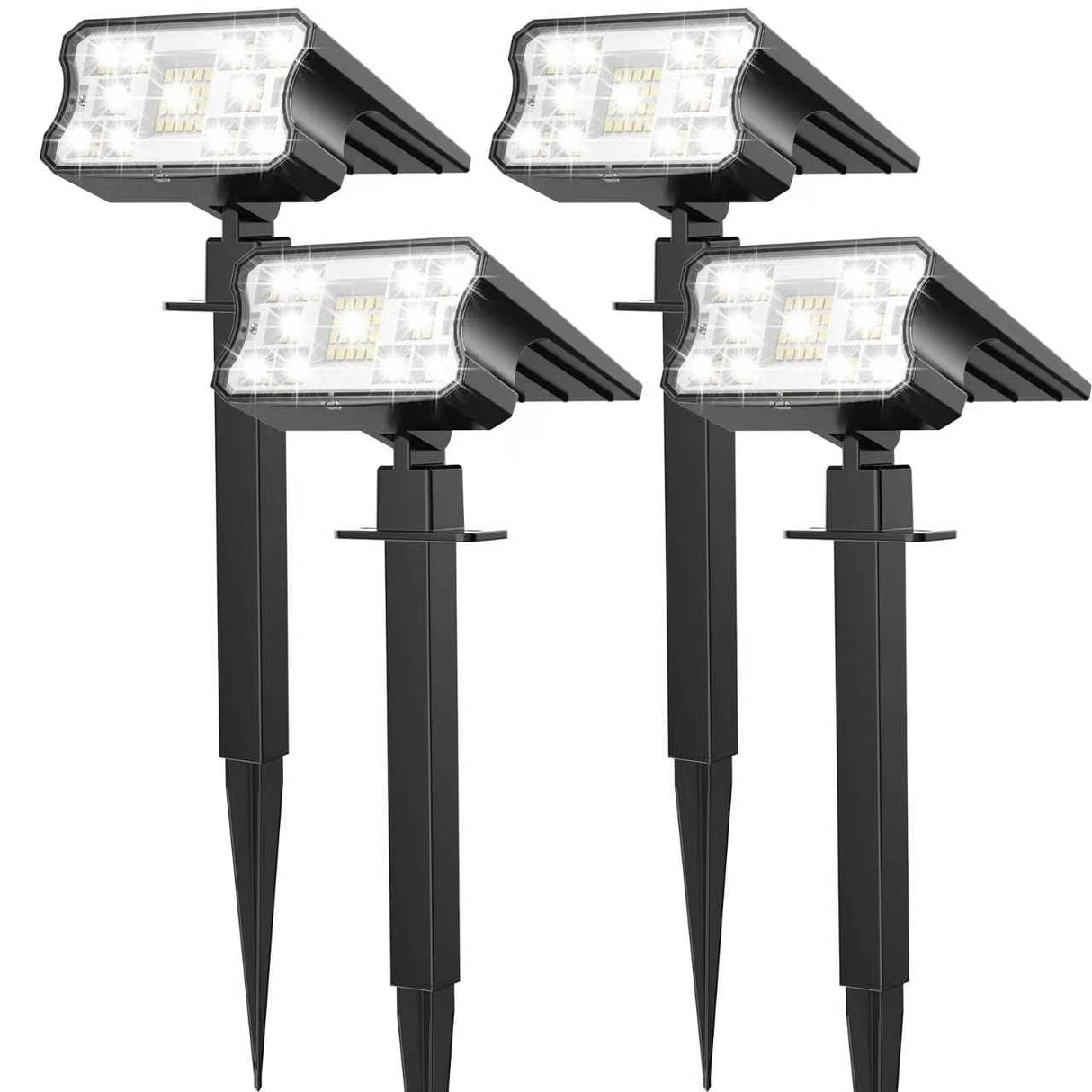 HGGH Solar Lights Outdoor Waterproof IP67, 60 LED 3 Lighting Modes Solar Spot Lights Outdoor for Yard Garden Pathway Landscape, Auto On/Off, Function 2 in 1(Cool White, 4 Pack)