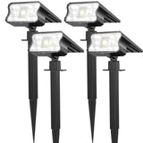 HGGH Solar Lights Outdoor Waterproof IP67, 60 LED 3 Lighting Modes Solar Spot Lights Outdoor for Yard Garden Pathway Landscape, Auto On/Off, Function 2 in 1(Cool White, 4 Pack)