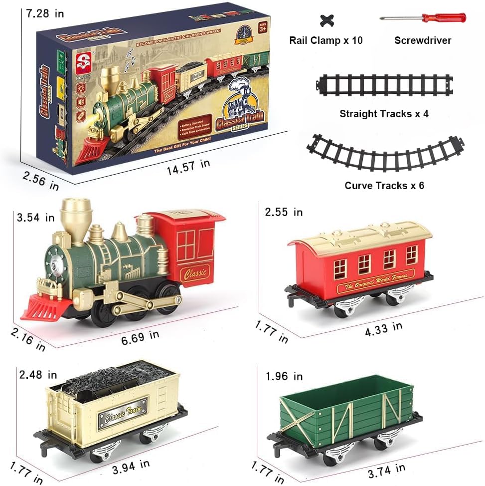 XINGYING Electric Train Set for Kids Ages 4-8, Complete Toy Train with Lights & Sounds, Train Toys with Cars & Tracks for Christmas and All-Year Play