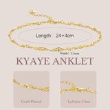 KYAYE 14K Gold Anklets for Women Gold Ankle Bracelet for Women Singapore Chain Mimics Gentle Ripples Singapore Ankle Bracelets for Womens