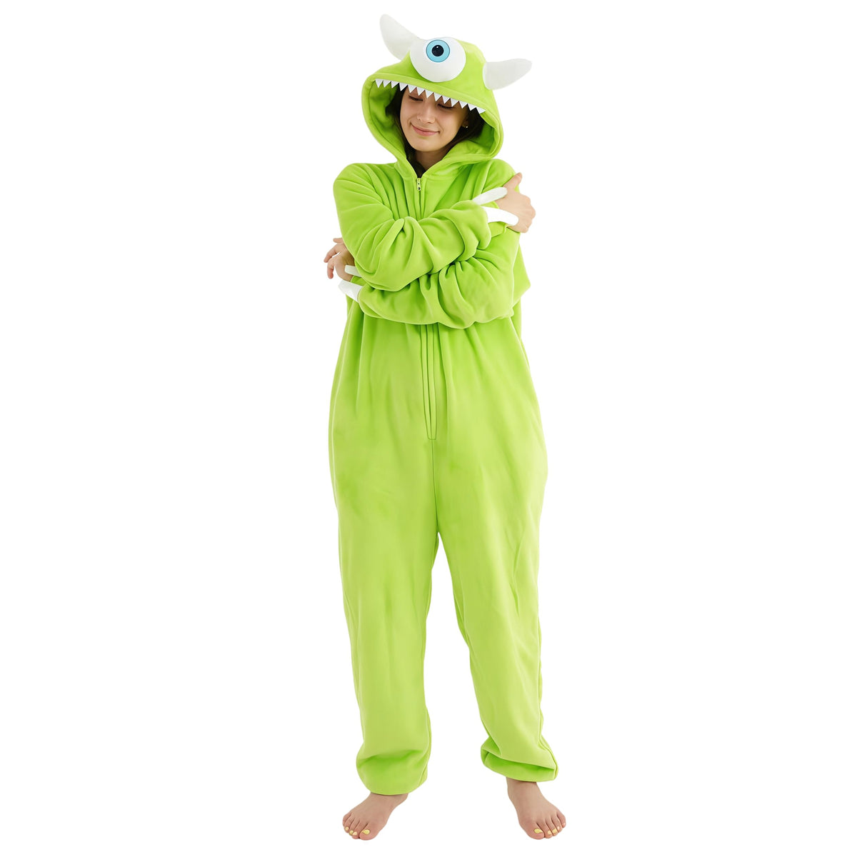 ressber Unisex Adult Onesie Pajamas Animal One Piece Halloween Costume Christmas Sleepwear Jumpsuit (US, Alpha, Small, Regular, Regular, Mike Wazowski)