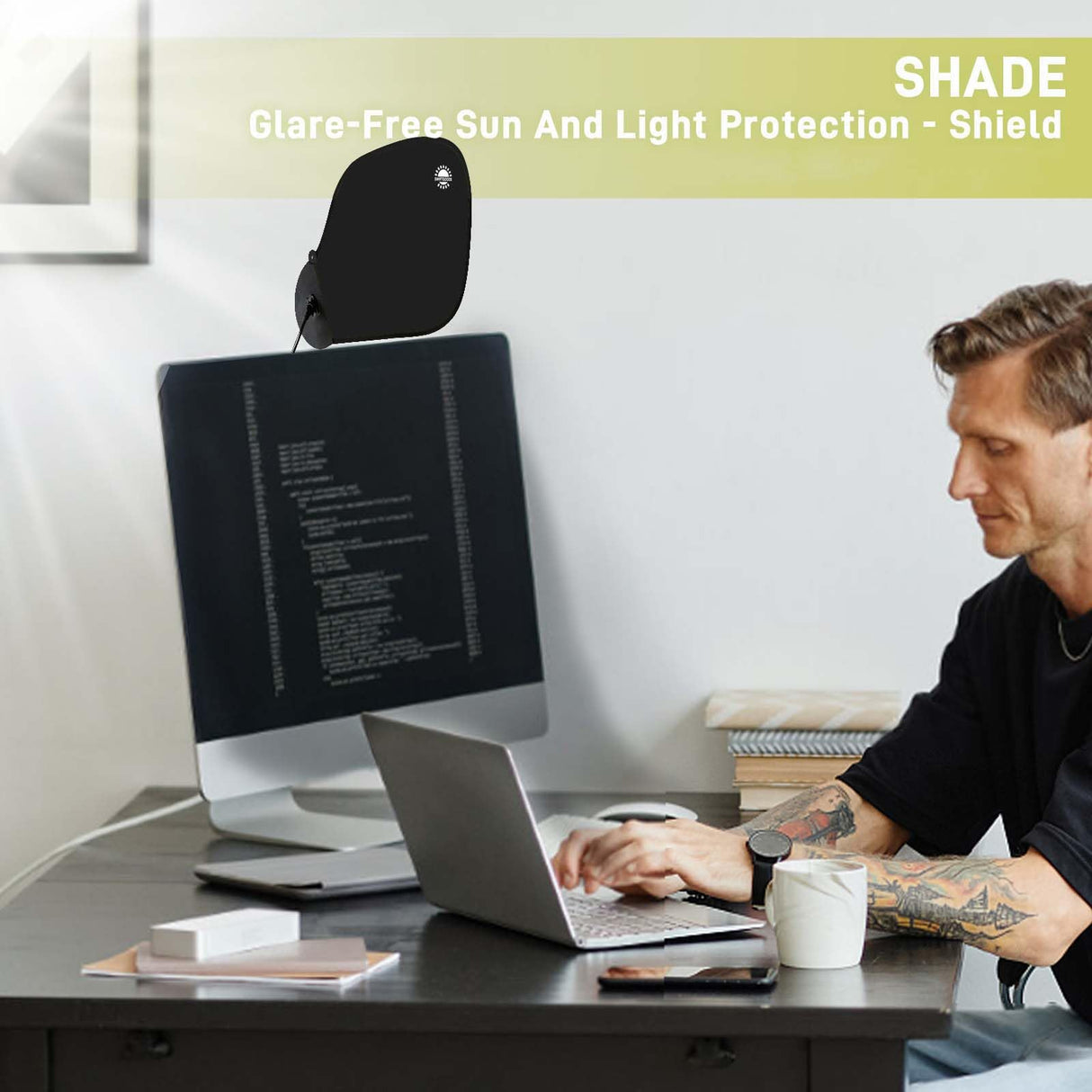 Office Desk Shade and Cubicle Shade: Blocks Light, Glare, and Disturbances. Professional, Adjustable Working Office Cubicle Accessories. Black